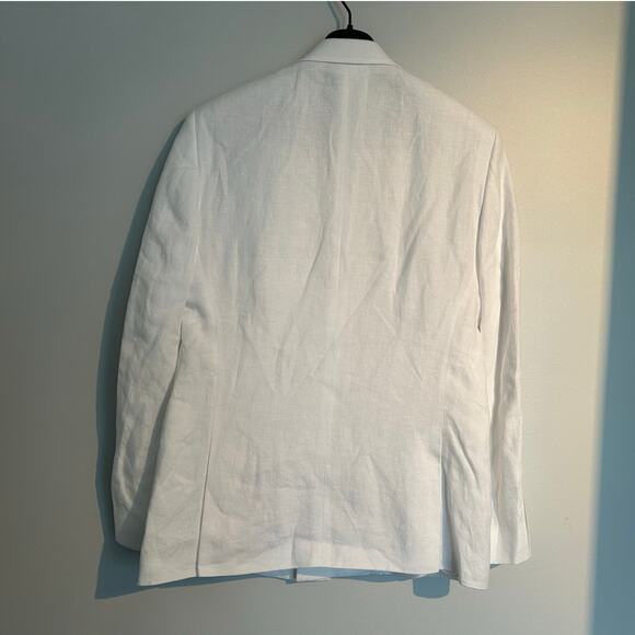 Bar III Men’s Slim Fit Double-Breasted Sport Coat Blazer, White, 100% Linen, 38R - Picture 6 of 8